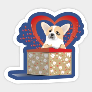 Puppy Corgi Valentine Sticker